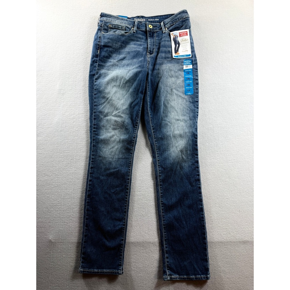 Signature by Levi Strauss Modern Slim Women 12L Blue Jeans Mid-Rise Stretch